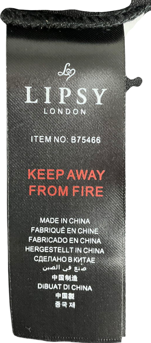 lipsy Black Lace Mesh Runched Maxi Dress UK 12