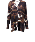 Ulla Popken Chocolate Brown Print A-line Jersey Top Uk 20 / UK 22