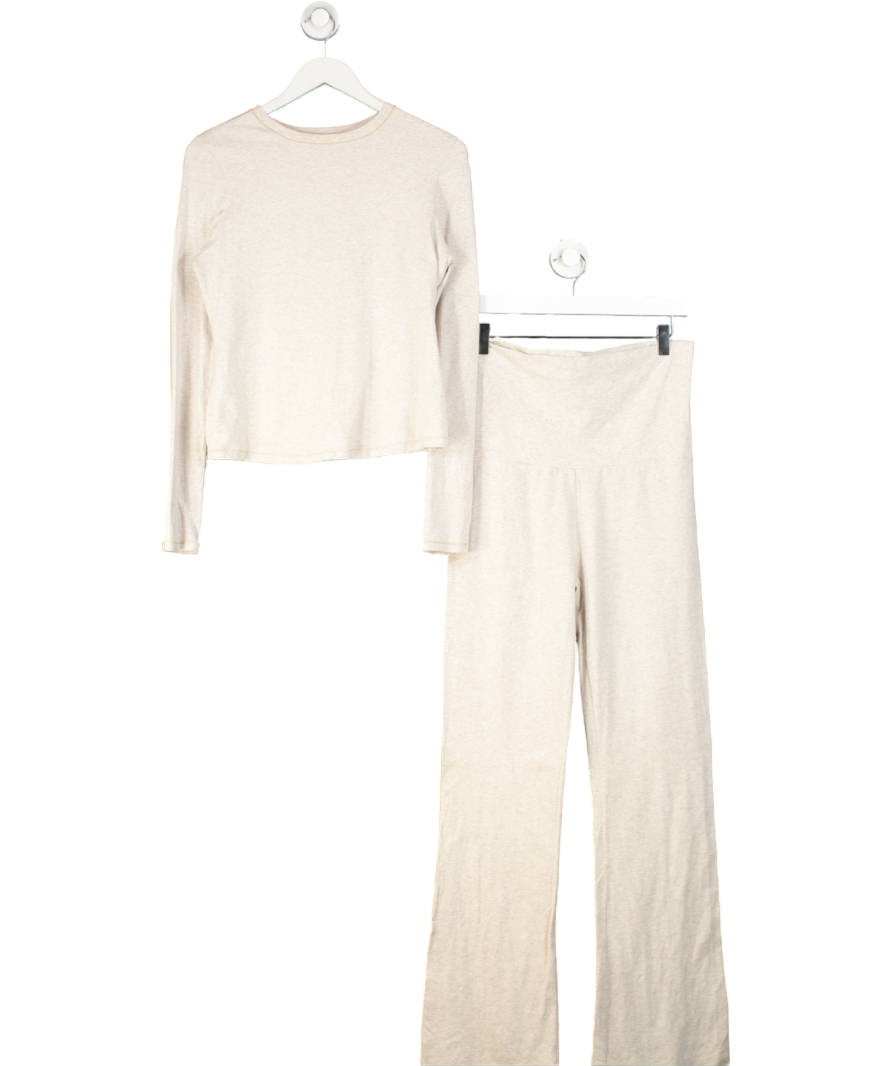 SKIMS Grey Long Sleeve Top And Straight Leg Trousers Set UK L/XL