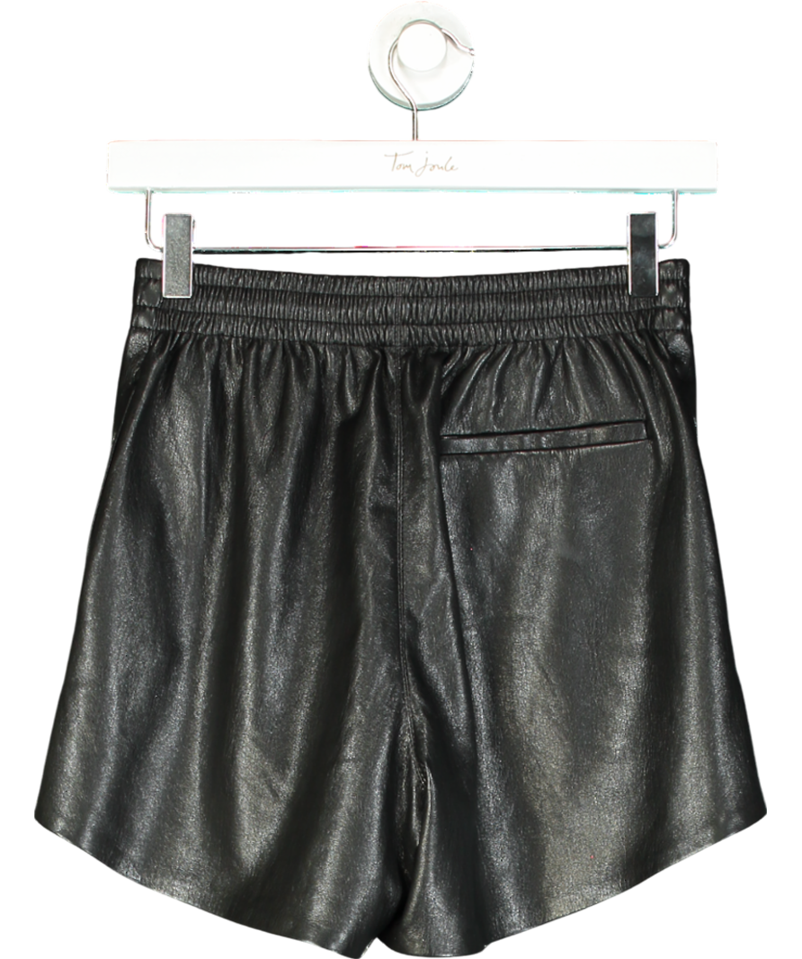 Nanushka Black Faux Leather Tie Up Shorts UK XS