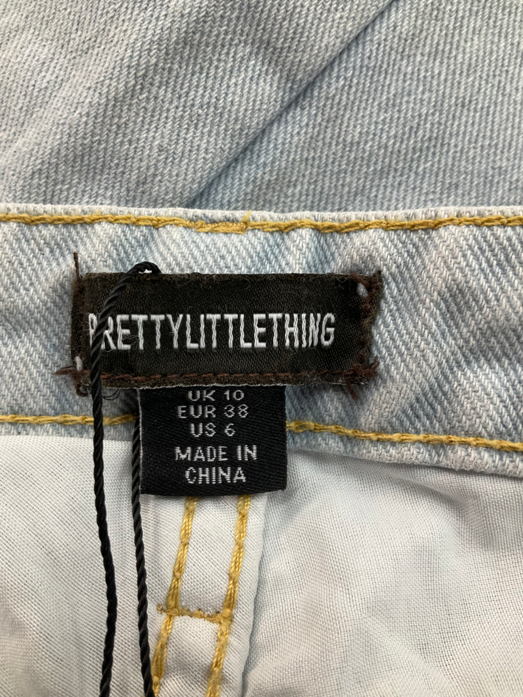 PrettyLittleThing Light Blue Wash Extreme Distress Wide Leg Jeans UK 10