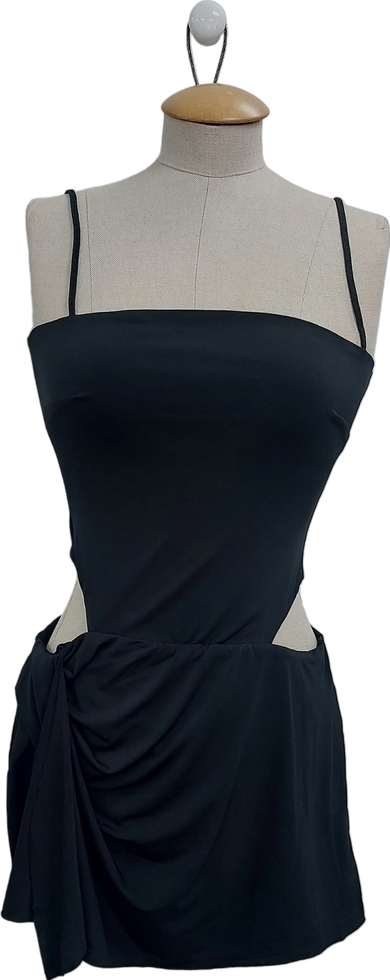 Oh Polly Black Draped Cut Out Mini Dress UK 8