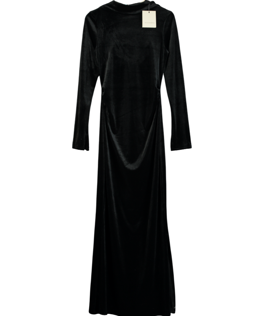 All Saints Black Amoret Velvet Dress UK 10