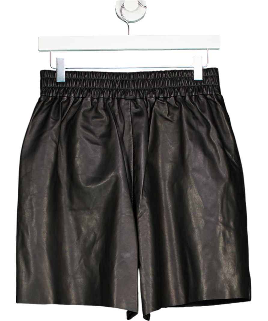 All Saints Black Arla Lea Leather Shorts UK 6