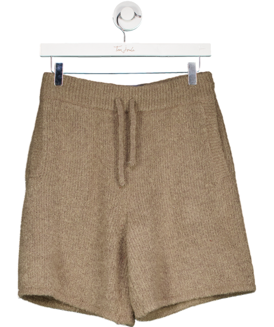 The Couture Club Boucle Knit Logo Pocket Shorts Brown UK S