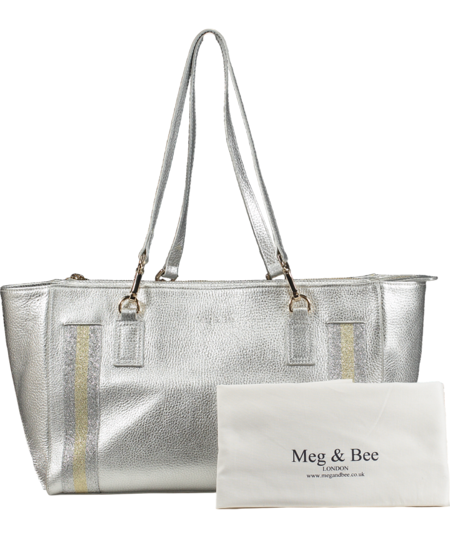 Meg & Bee Metallic Silver London Mini Slouchy Leather Tote Bag e