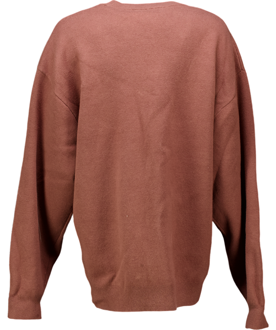 cos Chocolate Brown Relaxed Fit Oversize Cotton/ Wool Blend Cosy Jumper UK M