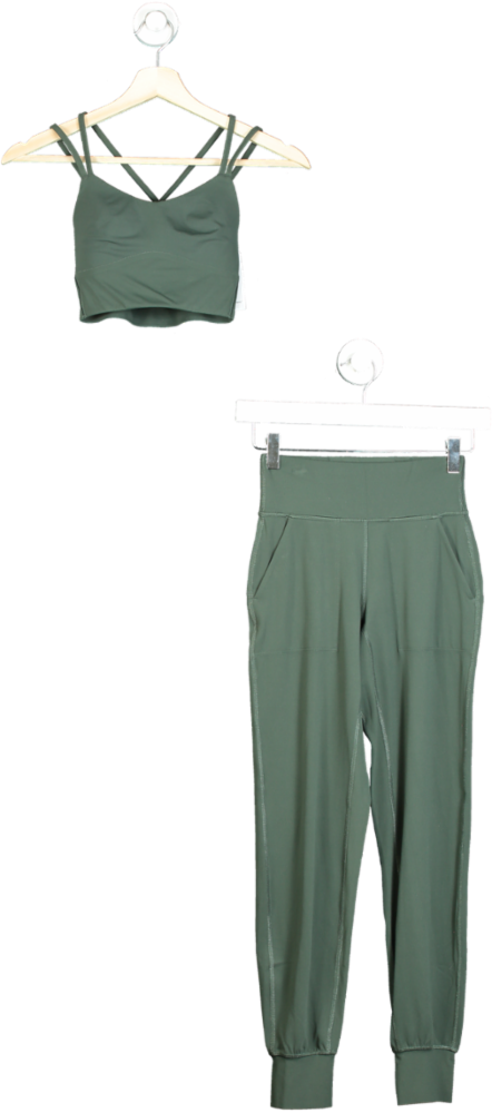 Lululemon Green Sports Bra and Leggings Set UK XS/S