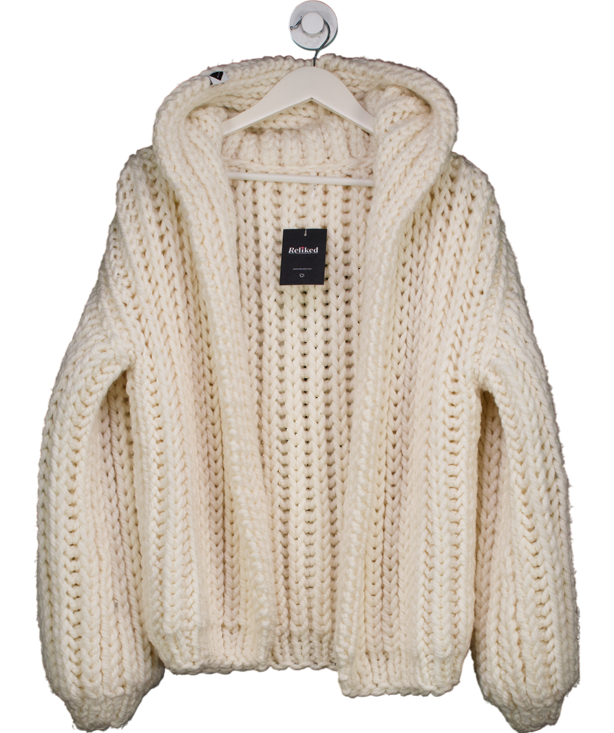 Mums Handmade Cream The Ariana Grande hooded Chunky Cardigan One Size