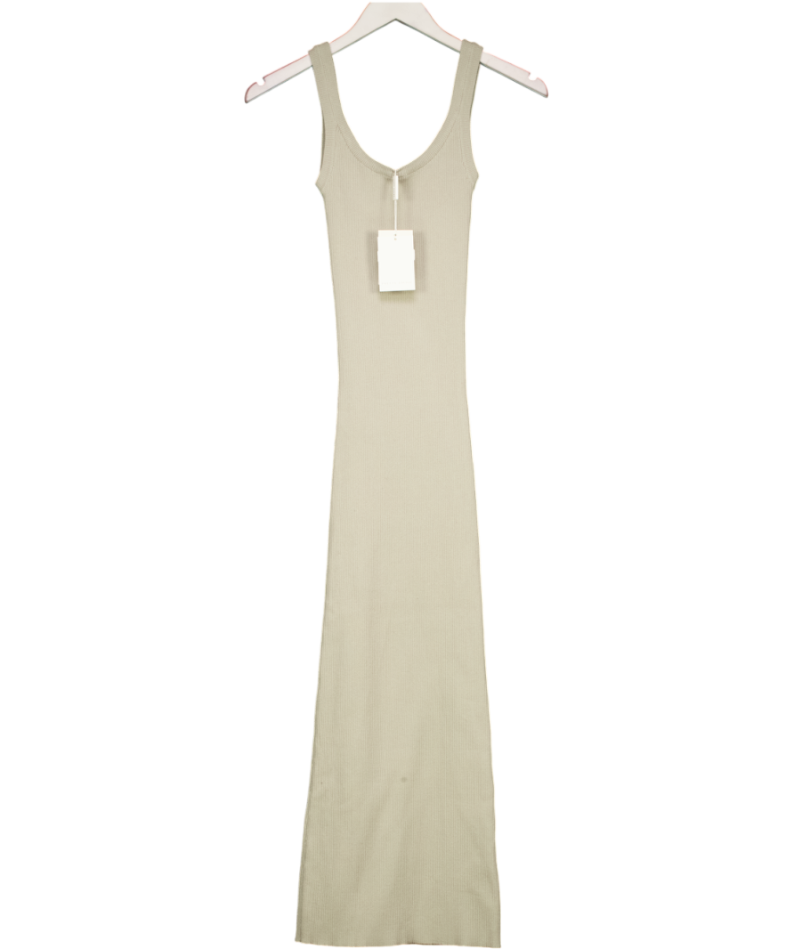 PRETTY LAVISH Beige Sian Scoop Neck Knit Midaxi Dress UK XS