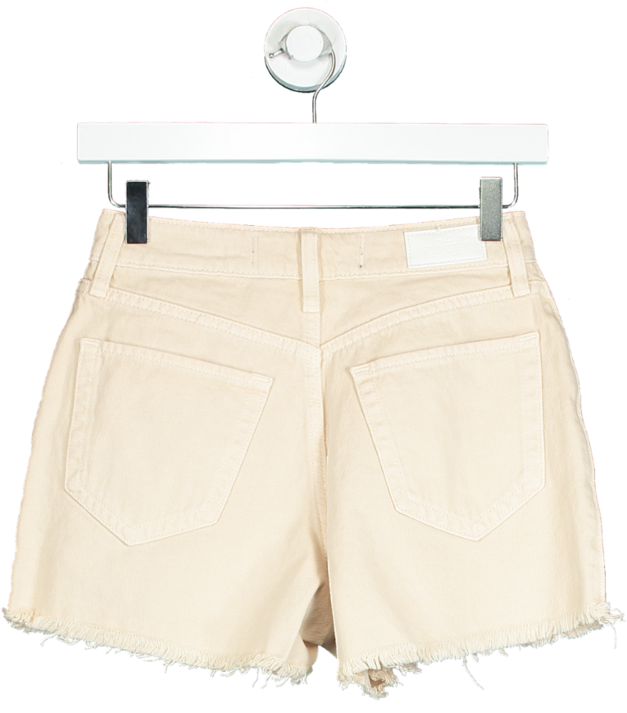 Hollister Cream High-Rise Denim Shorts UK W24