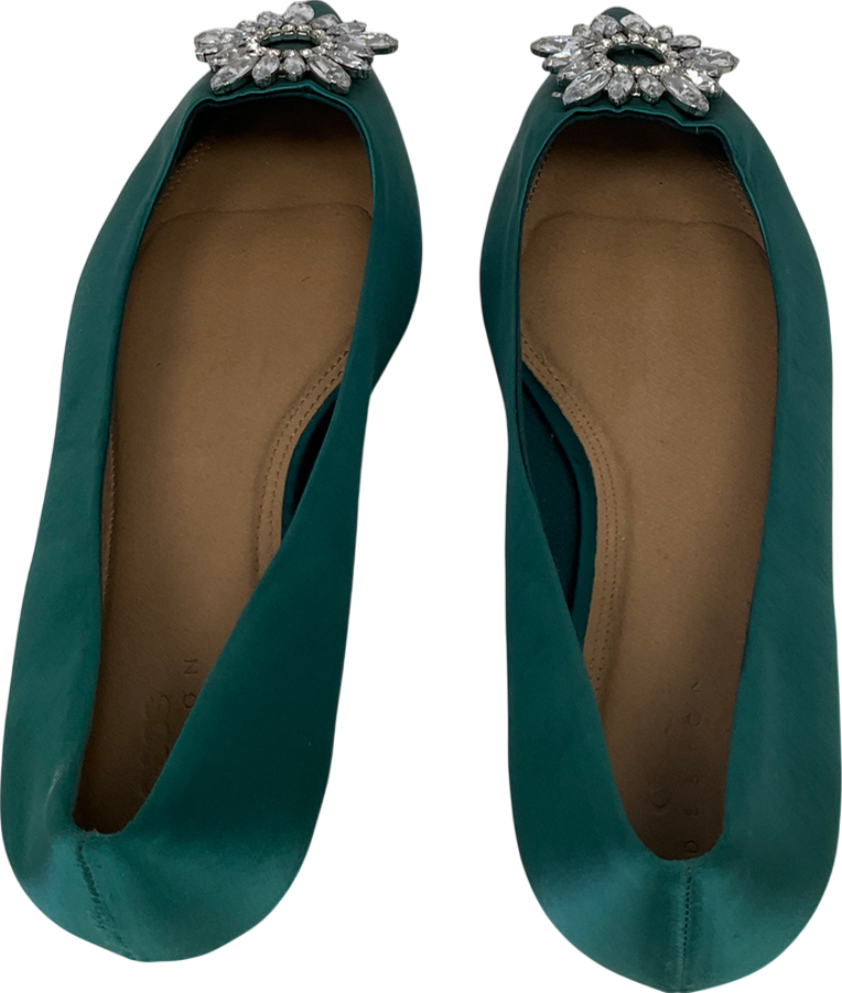 ASOS Green Dimante Embellished Satin Pumps uk 9