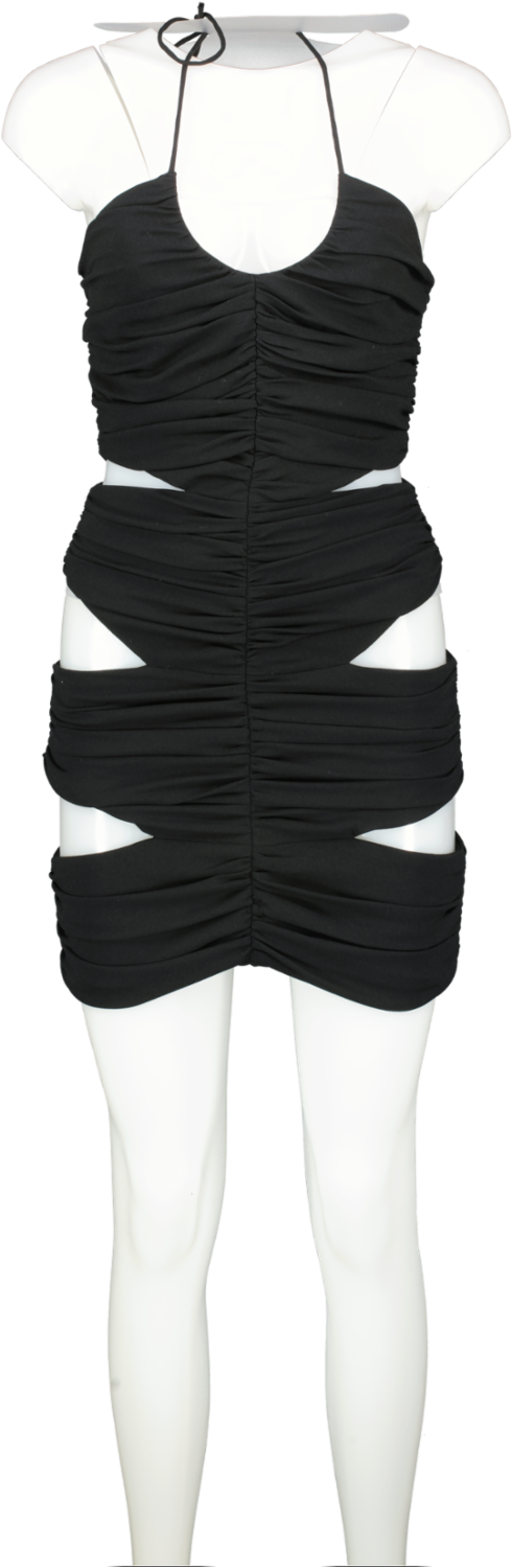 Mônot Black Cut Out Crepe Mini Dress UK 6