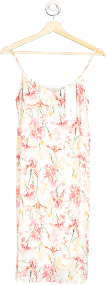 Goelia Cream Floral Print Slip Dress UK XS