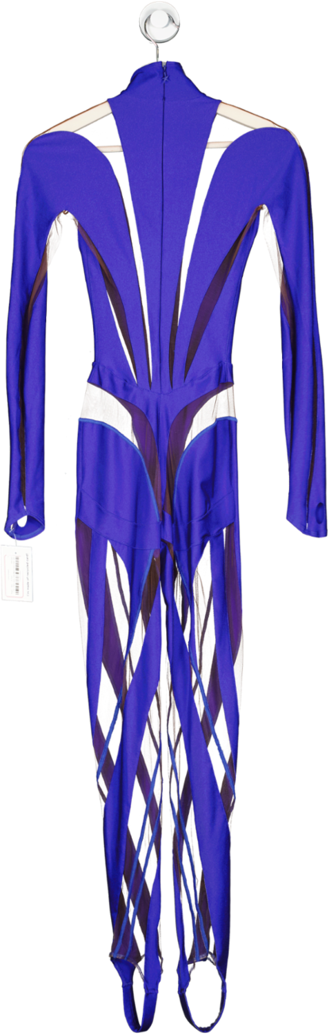 Mugler Blue Lycra Jumpsuit UK XS/S