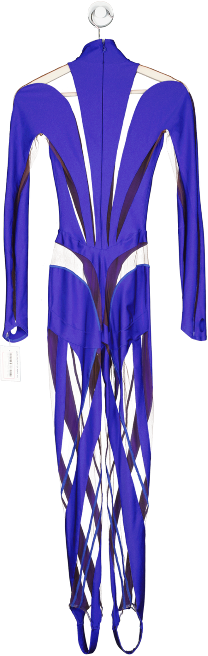 Mugler Blue Lycra Jumpsuit UK XS/S