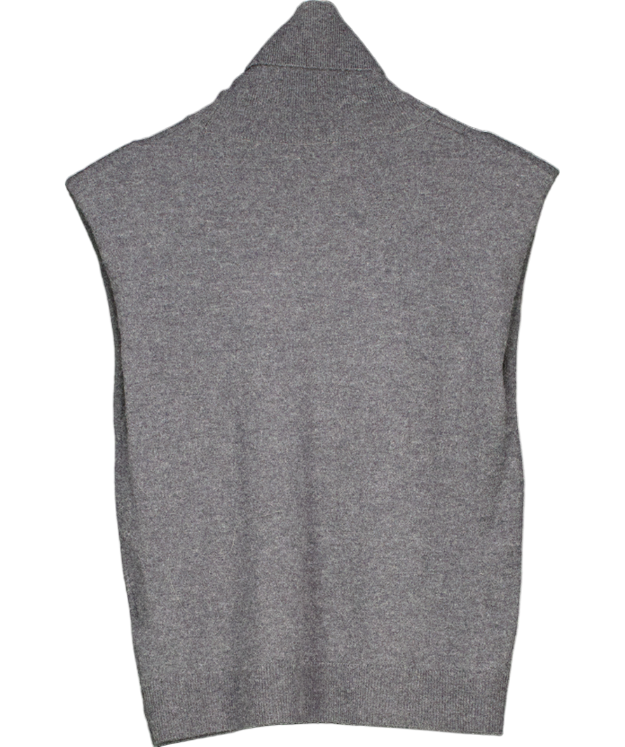 The Frankie Shop Grey 100% Merino Nadia Thin Padded Sleeveless Turtleneck - Charcoal UK S