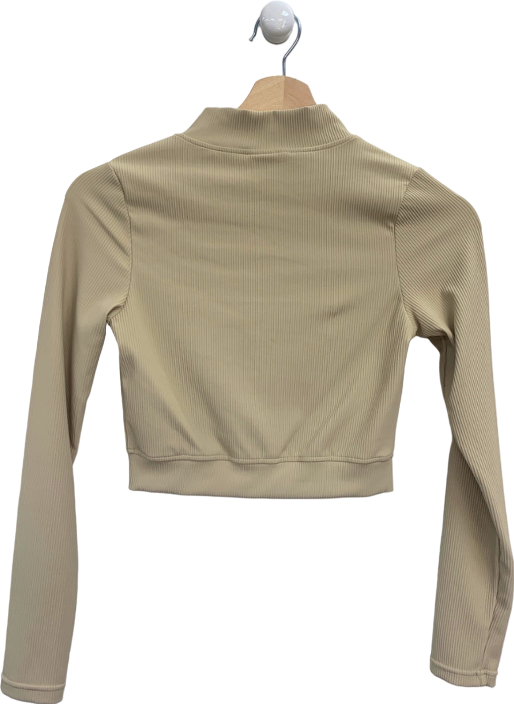NKD Apparel Beige Ribbed Cropped Zip-Up Jacket UK S
