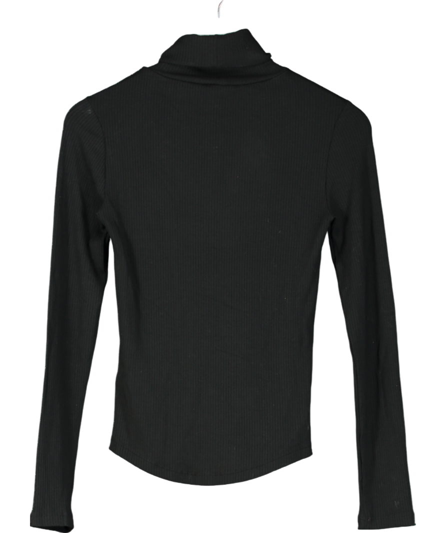 Tommy Hilfiger Black Ribbed Polo Neck Jumper UK XS