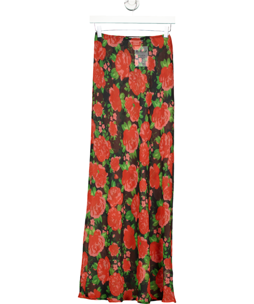 Never Fully Dressed Red Floral Sheer Maxi Skirt UK 8