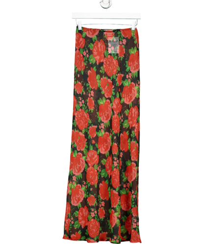 Never Fully Dressed Red Floral Sheer Maxi Skirt UK 8