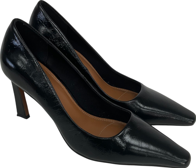 NA-KD Black Leather Heeled Pumps UK 6 EU 39 👠