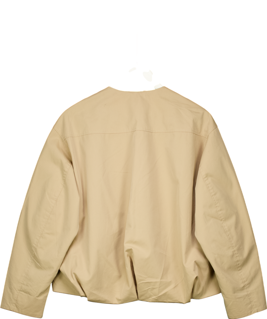 Massimo Dutti Beige Cotton Blend Collarless Jacket UK S
