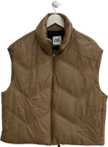 ZARA Brown Faux Leather Puffer Gilet UK L
