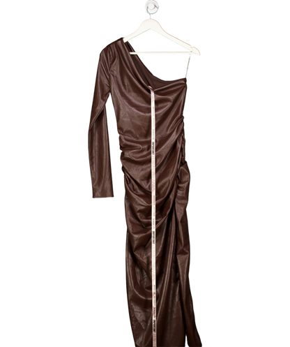 House of CB Brown Octavia Faux Leather Twist Knot Maxi Dress UK M