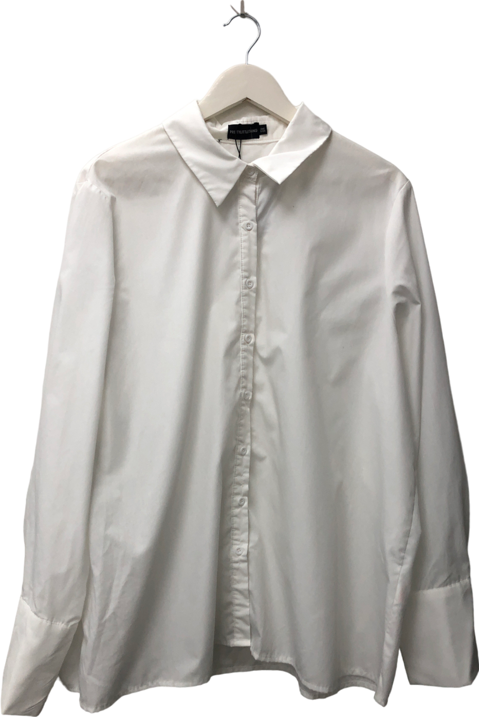 PrettyLittleThing White Cotton Button Shirt One Size