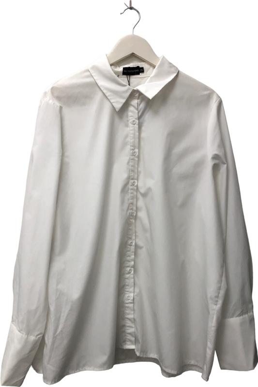 PrettyLittleThing White Cotton Button Shirt One Size