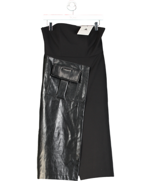 Mirimalist Black Savile Strapless Midi Dress UK S