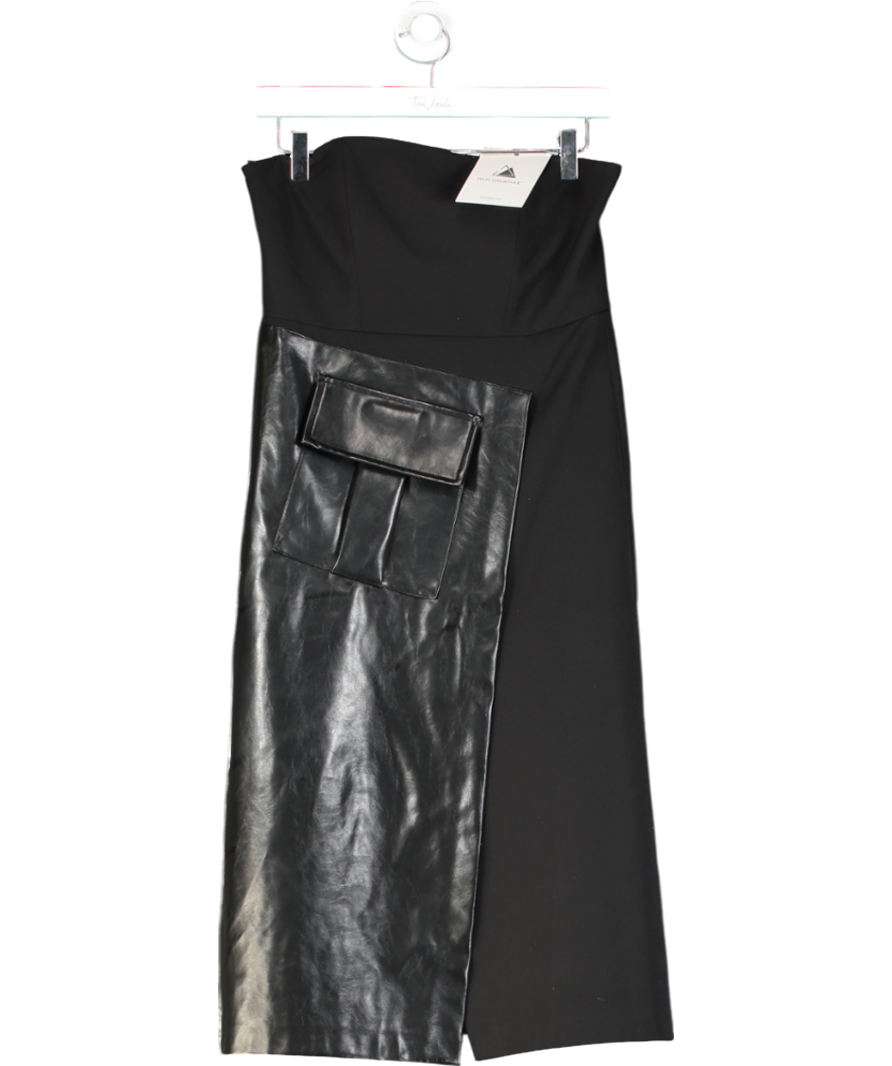 Mirimalist Black Savile Strapless Midi Dress UK S