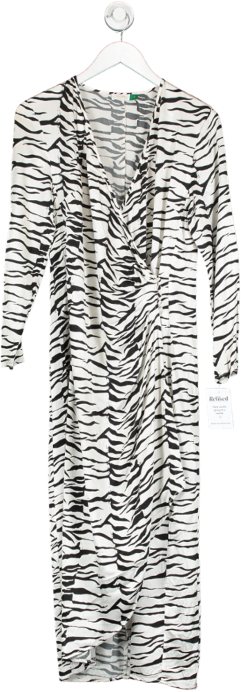 Rixo White Zebra Print Wrap Dress UK M
