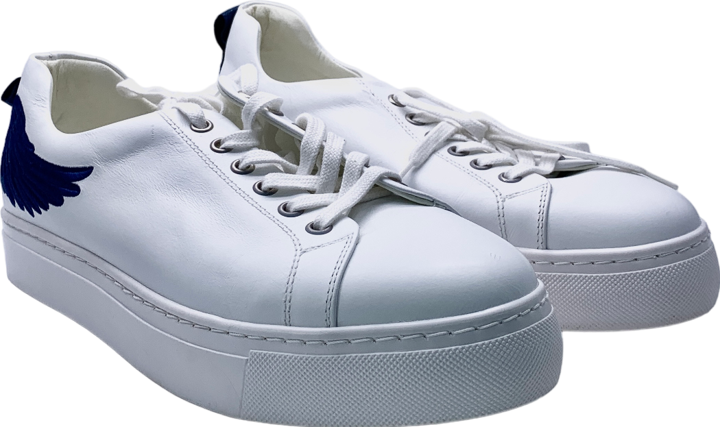 Daniel Angels Ease White Leather Navy Wing Trainers UK 7 EU 40 👠