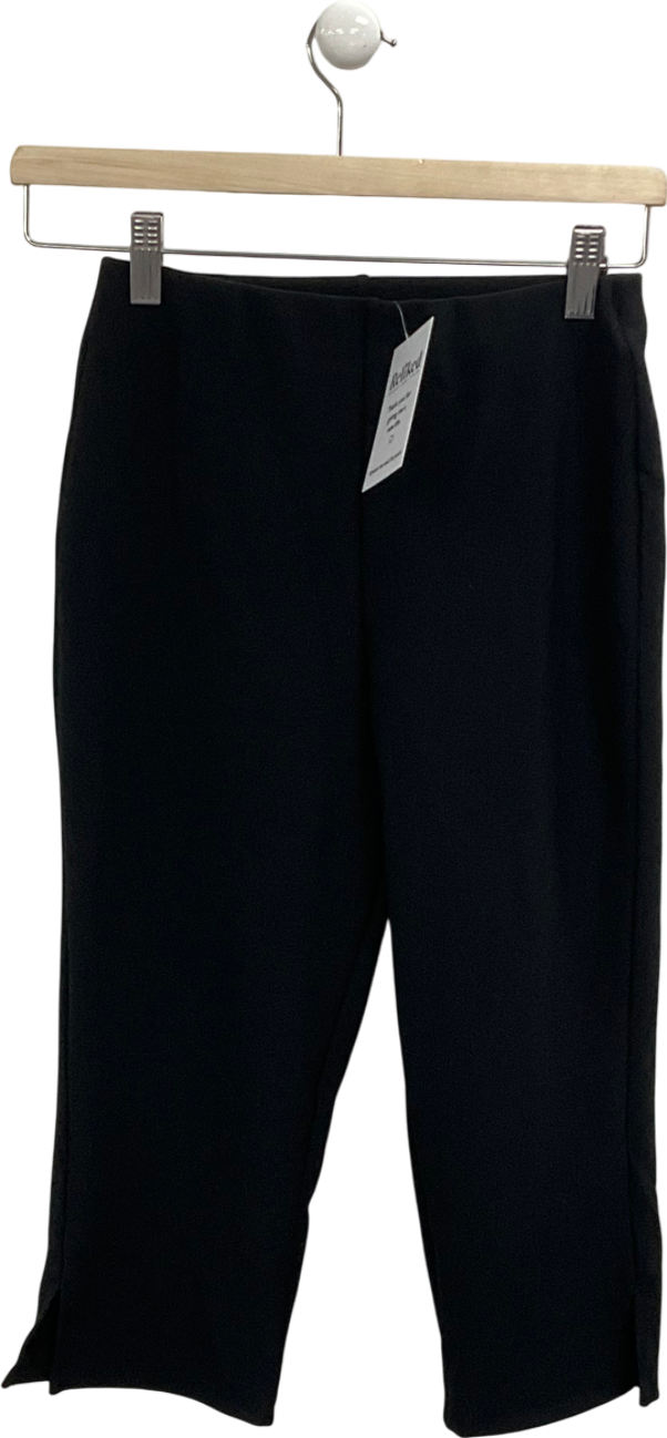 ASOS Ribbed Capri Trousers With Side Split In Black UK S