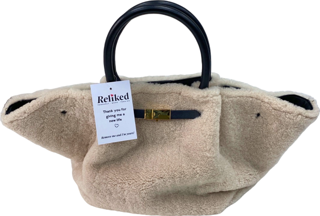 DeMellier Beige Shearling Tote Bag