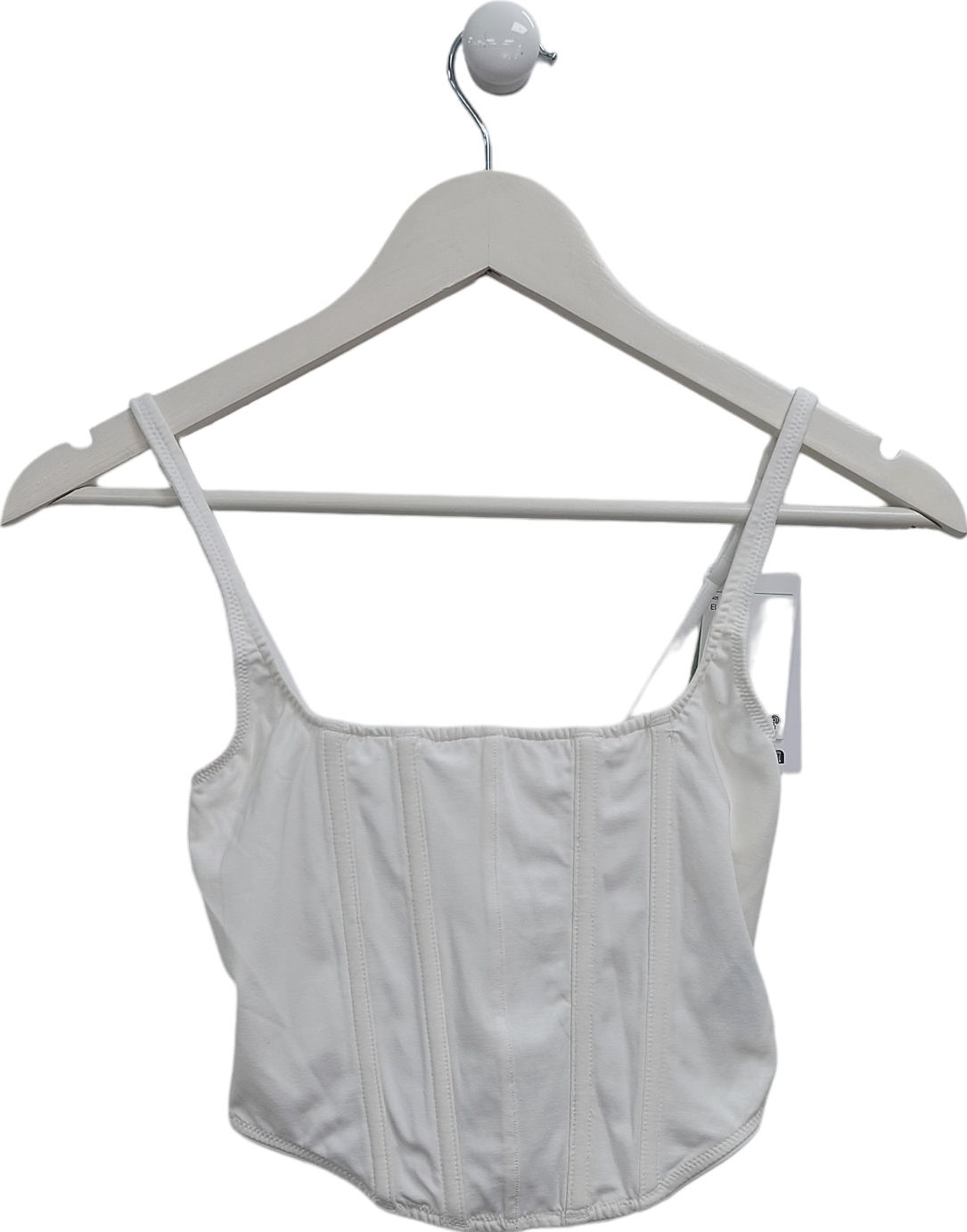 H&M White Strappy Corset Crop Top UK XS
