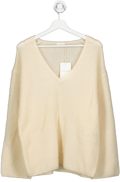BY MALENE BIRGER Cream Dipoma Brushed Wool Blend Knitted Sweater BNWT UK S