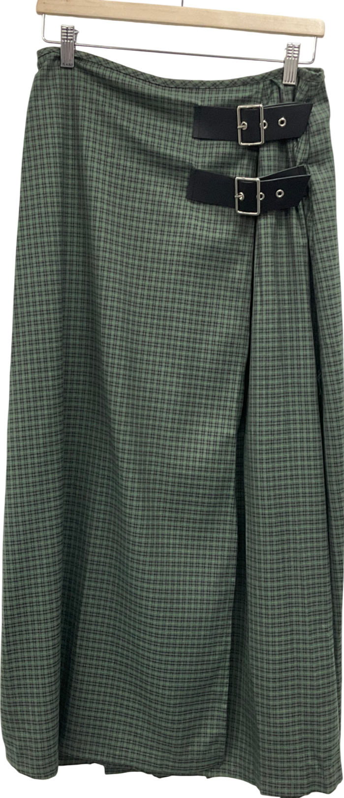 Collusion Checked Maxi Skirt Kilt In Green UK 12