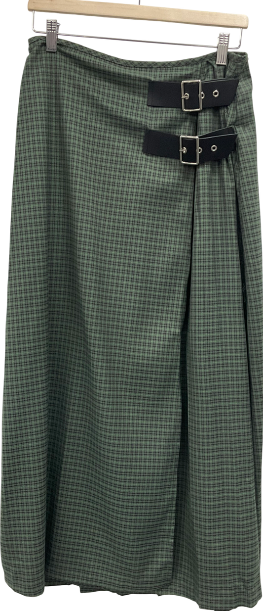 Collusion Checked Maxi Skirt Kilt In Green UK 12