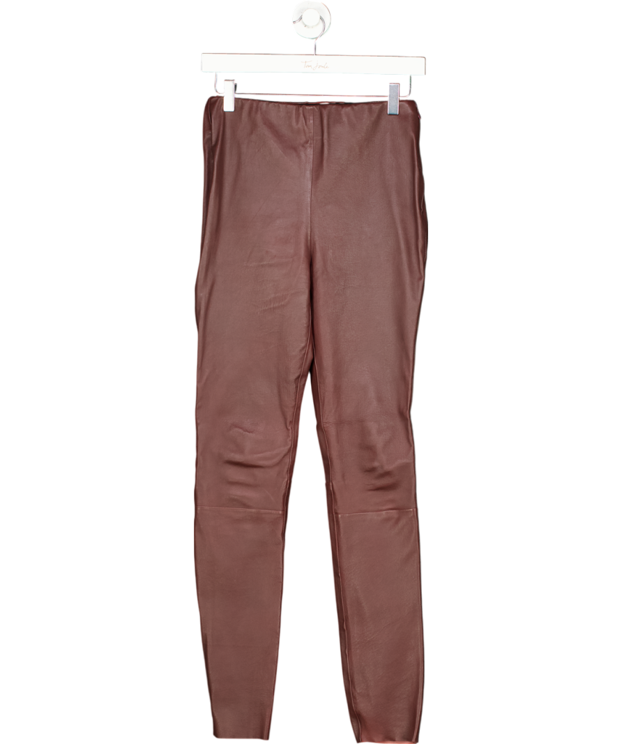 Karen Millen Brown Seam Detail Faux Leather Leggings UK 6