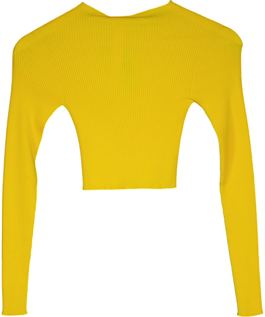 Liu Jo Milano Yellow Ribbed Long Sleeve Top UK XS