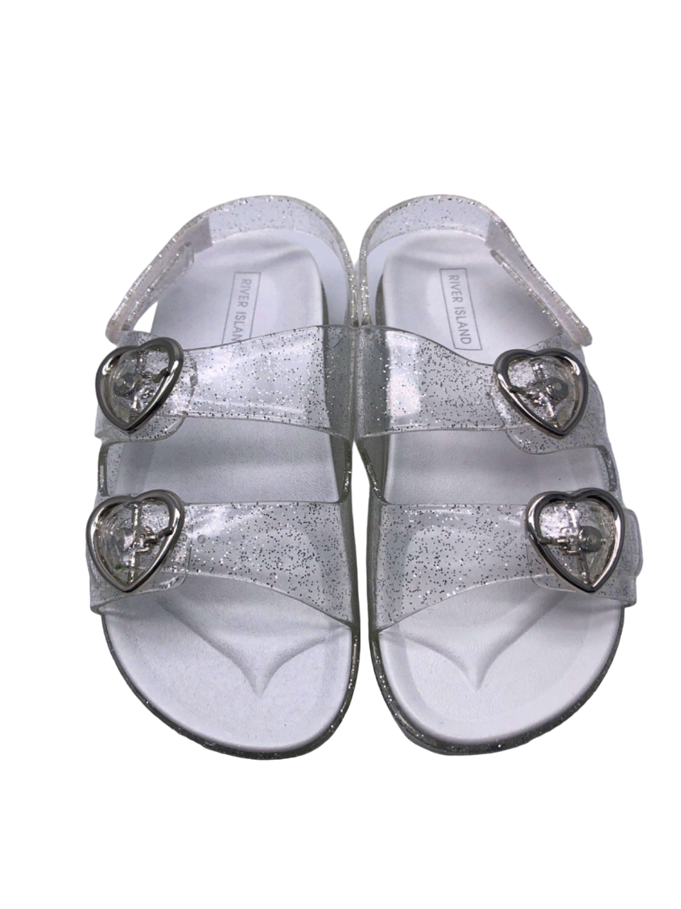 River Island Silver Glitter Strap Sandals Infant Size 9