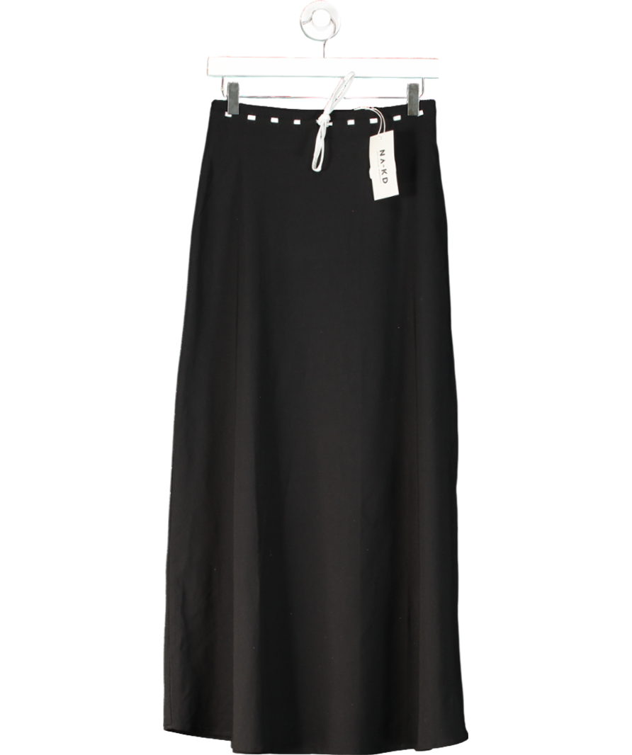NA-KD Black Seam Detail Maxi Skirt UK 6