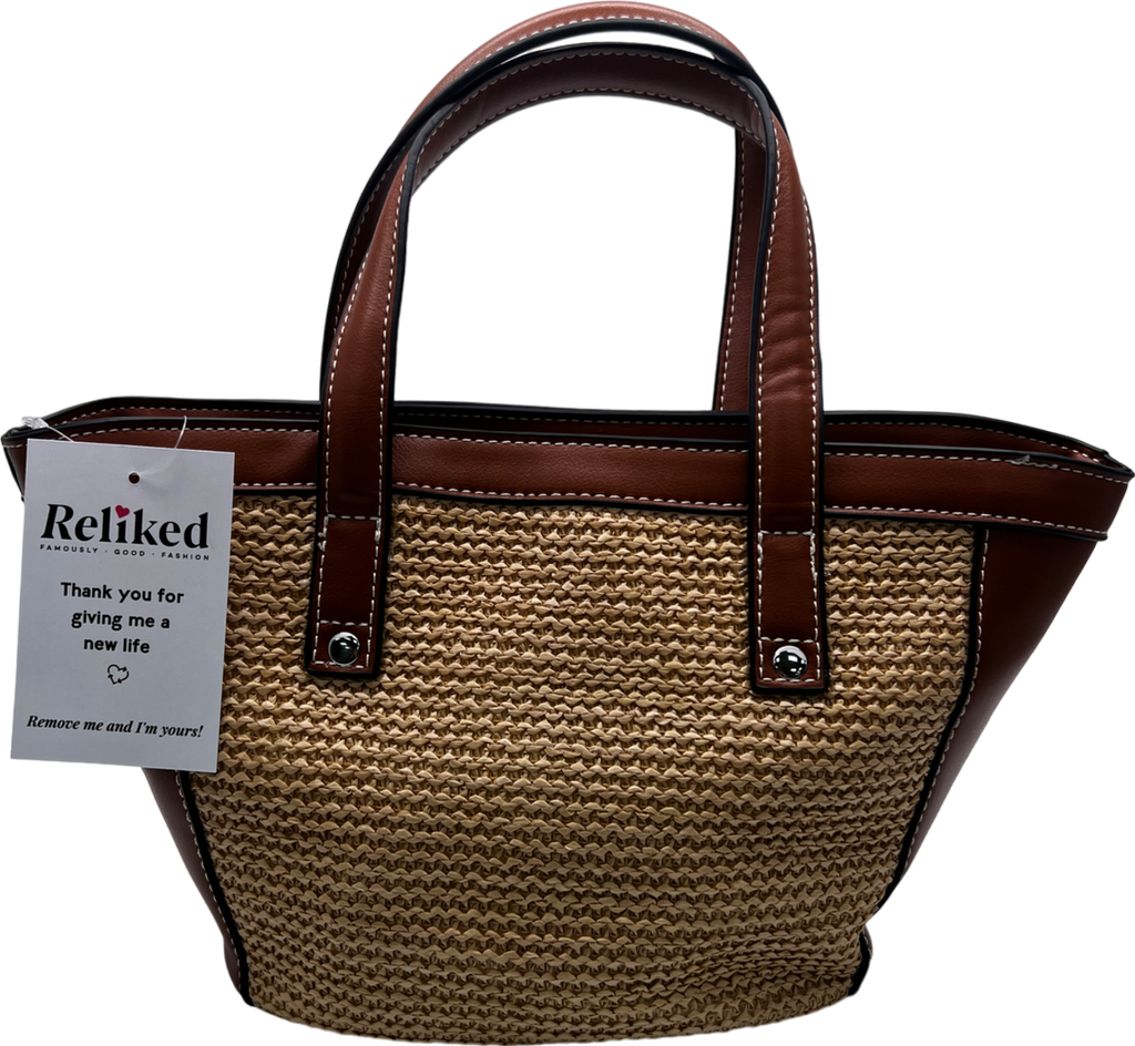 ASOS Brown Straw Bag With Faux Leather Strap One Size