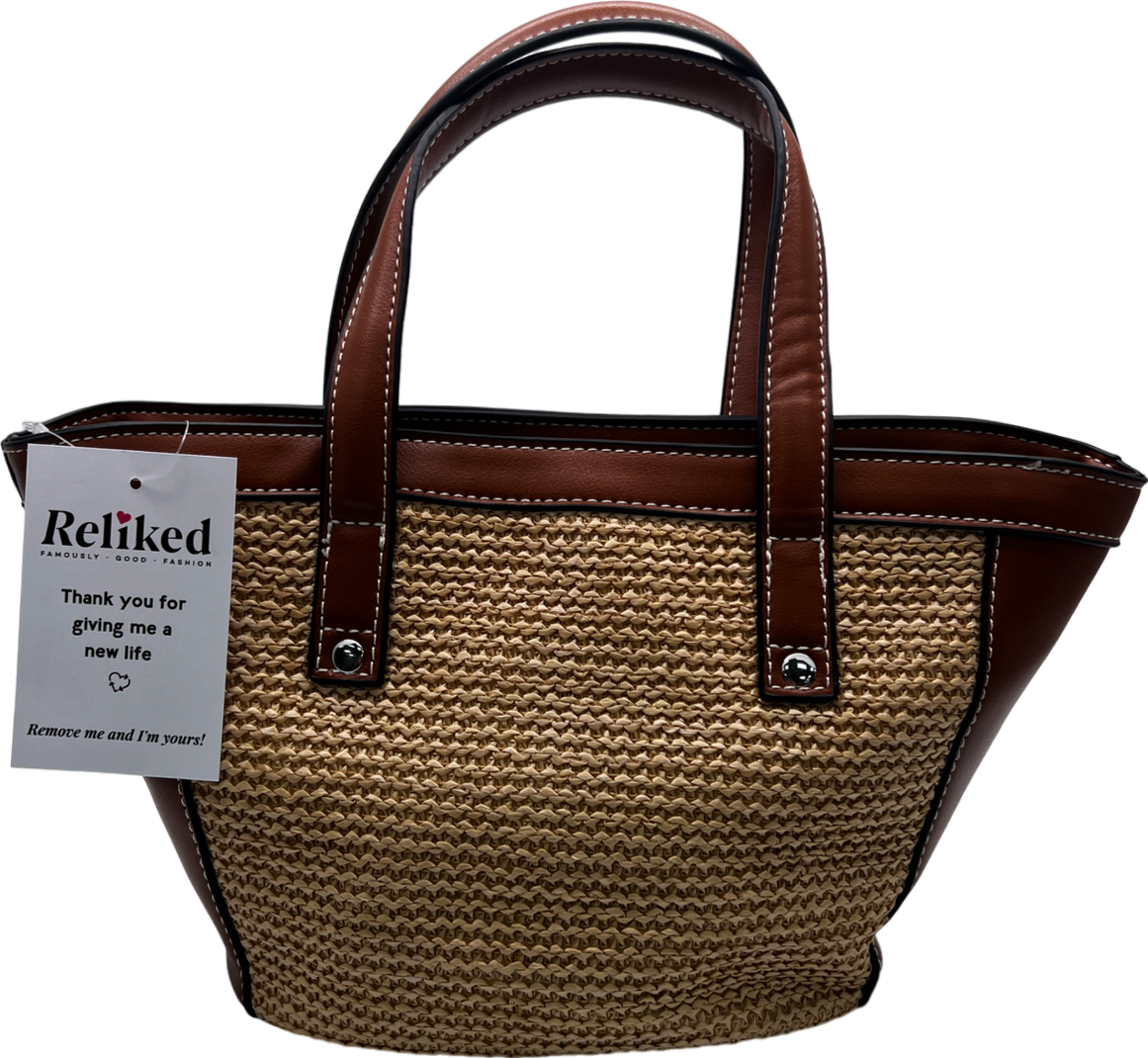 ASOS Brown Straw Bag With Faux Leather Strap One Size