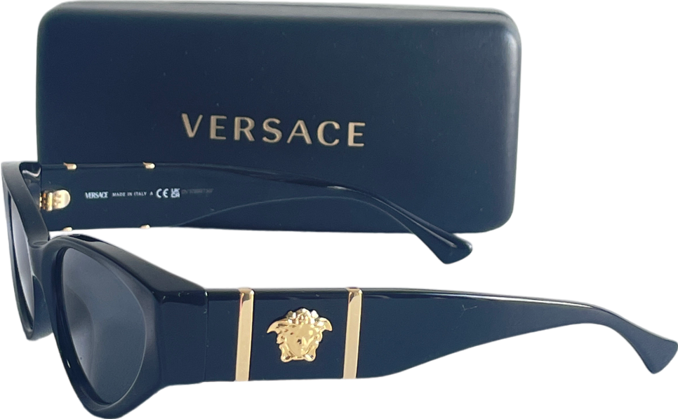 Versace Black Ve4454 Gold Logo-embellished Acetate Sunglasses In Case