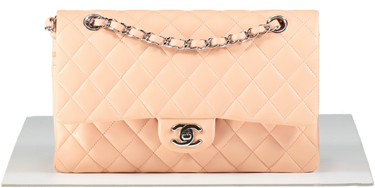 Chanel Pink Salmon Peach Medium Quilted Lambskin Classic Double Flap Bag