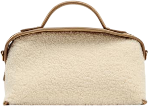ZARA Brown Suded And Faux Shearling Long Bag